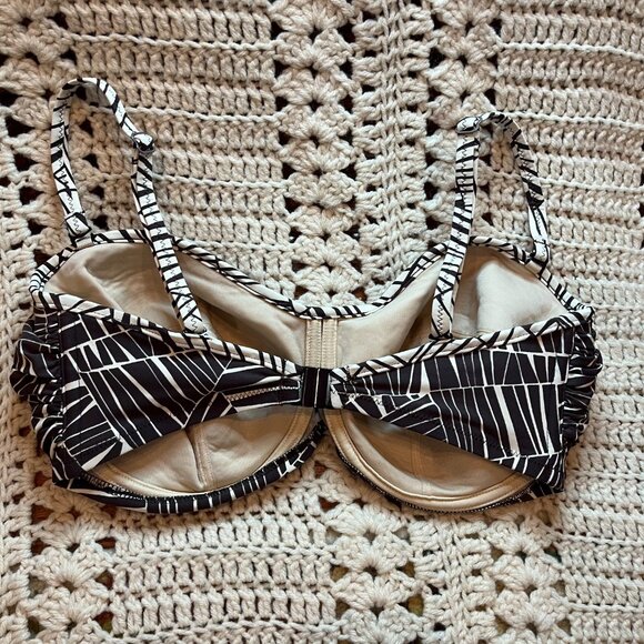 Fantasie Twist Front Bandeau Bikini Top Zurich Bourbon Pattern Sz 36 F altered - Picture 2 of 8